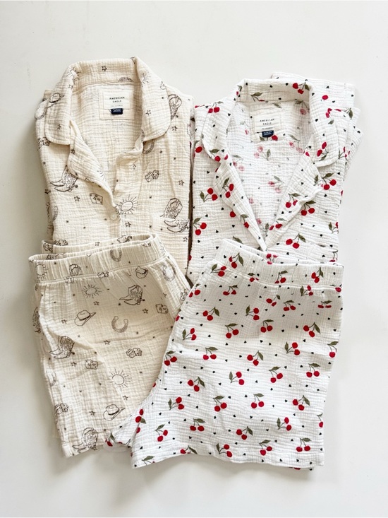 American Eagle Outfitters Other - American Eagle AE Cotton Gauze Pajama PJs Set XL Bundle of Two Cherries Western